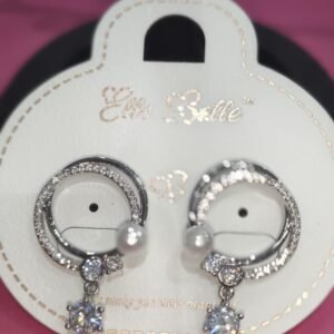 Silver Hoop Crystal Flower Earrings