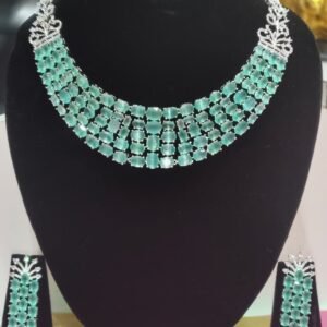 Mint Green Crystal Layered Necklace Set