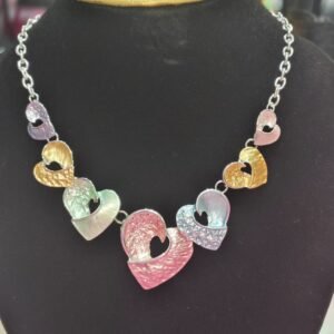 Multicolor Heart Charm Necklace