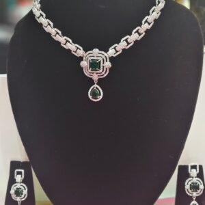 Emerald Green CZ Pendant Necklace Set