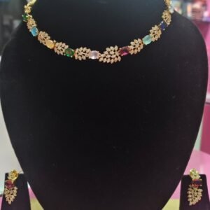 Multicolor Floral CZ Necklace Set