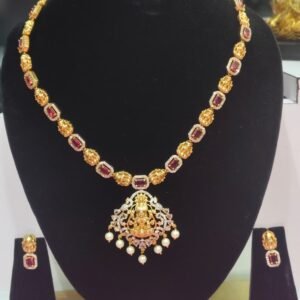 Ruby Lakshmi Pendant Necklace Set