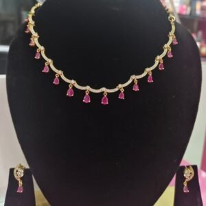 Pink Ruby Drop Necklace Set
