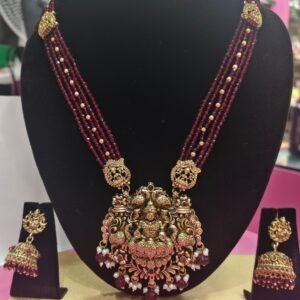 Ruby Beaded Lakshmi Necklace Set